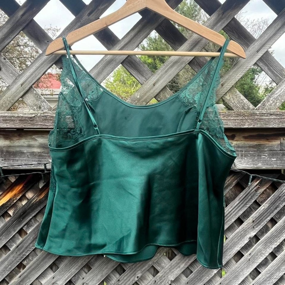 Victoria Secret Y2K Green Satin Lace Cami Coquette Whimsigoth Fairy Medium‎ - Picture 6 of 7